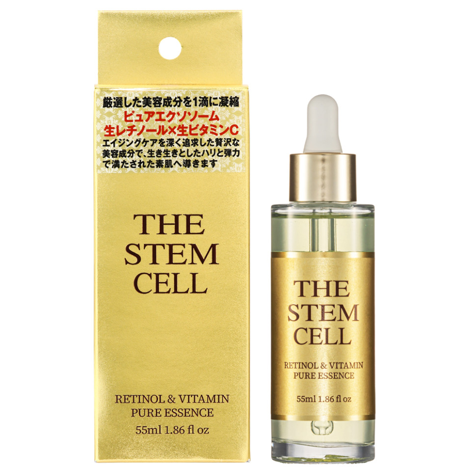 THE STEM CELL RETINOL＆VITAMIN PURE ESSENCE/Антивозрастная сыворотка со стволовыми клетками, экзосомами, 2 видами ретинола, липосомами и витамином С, 55 мл