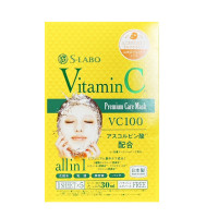 S-LABO Vitamin C Premium Care Mask VC-100/ Маска для лица с 5ю видами витамина С, витамином В3, В5 и Е, 5 шт