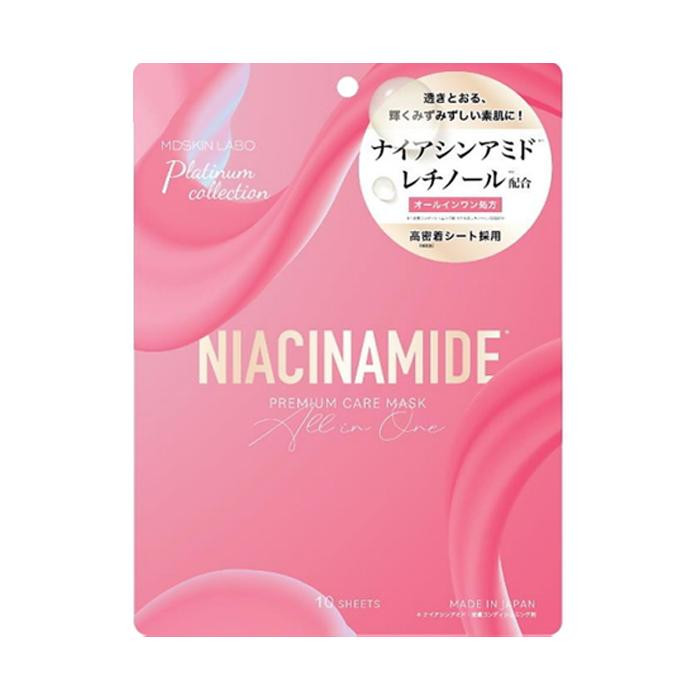 MDSKIN LABO Niacinamide Premium Care Mask/Маска для лица с ниацинамидом, керамидами, ретинолом, гиалуроновой кислотой, аминокислотами, витамином С и эластином, 10 шт