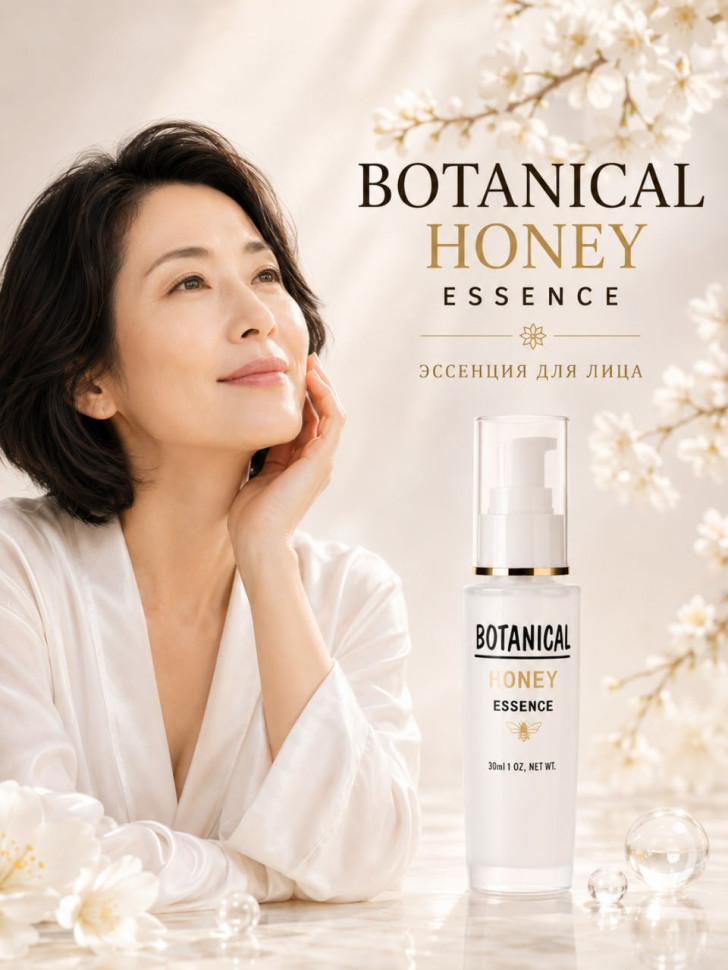 Botanical Honey Essence/Увлажняющий сыворотка для лица с ботаническим комплексом, мёдом, коллагеном, гиалуроновой кислотой и маточным молочком, 30 мл