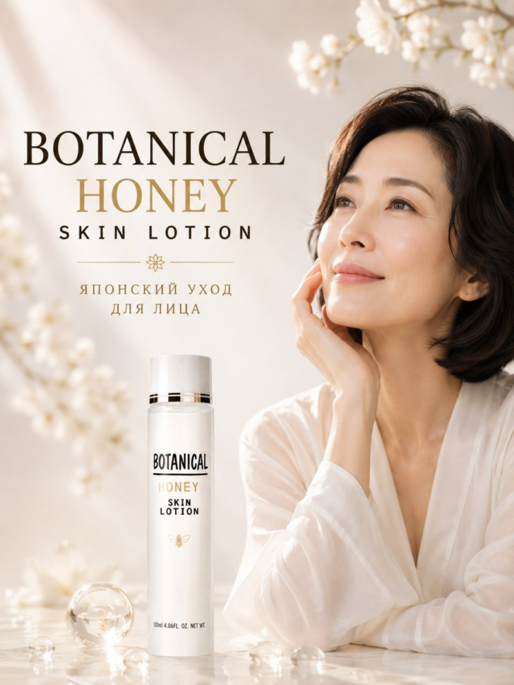 Botanical Honey Lotion/Увлажняющий лосьон для лица с ботаническим комплексом, мёдом, коллагеном, гиалуроновой кислотой и маточным молочком, 120 мл
